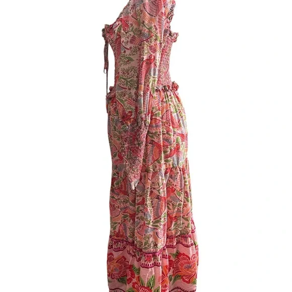 Farm Rio Macaw Flight Smocked Dress, Size Medium, Good Condition - Picture 4 of 8